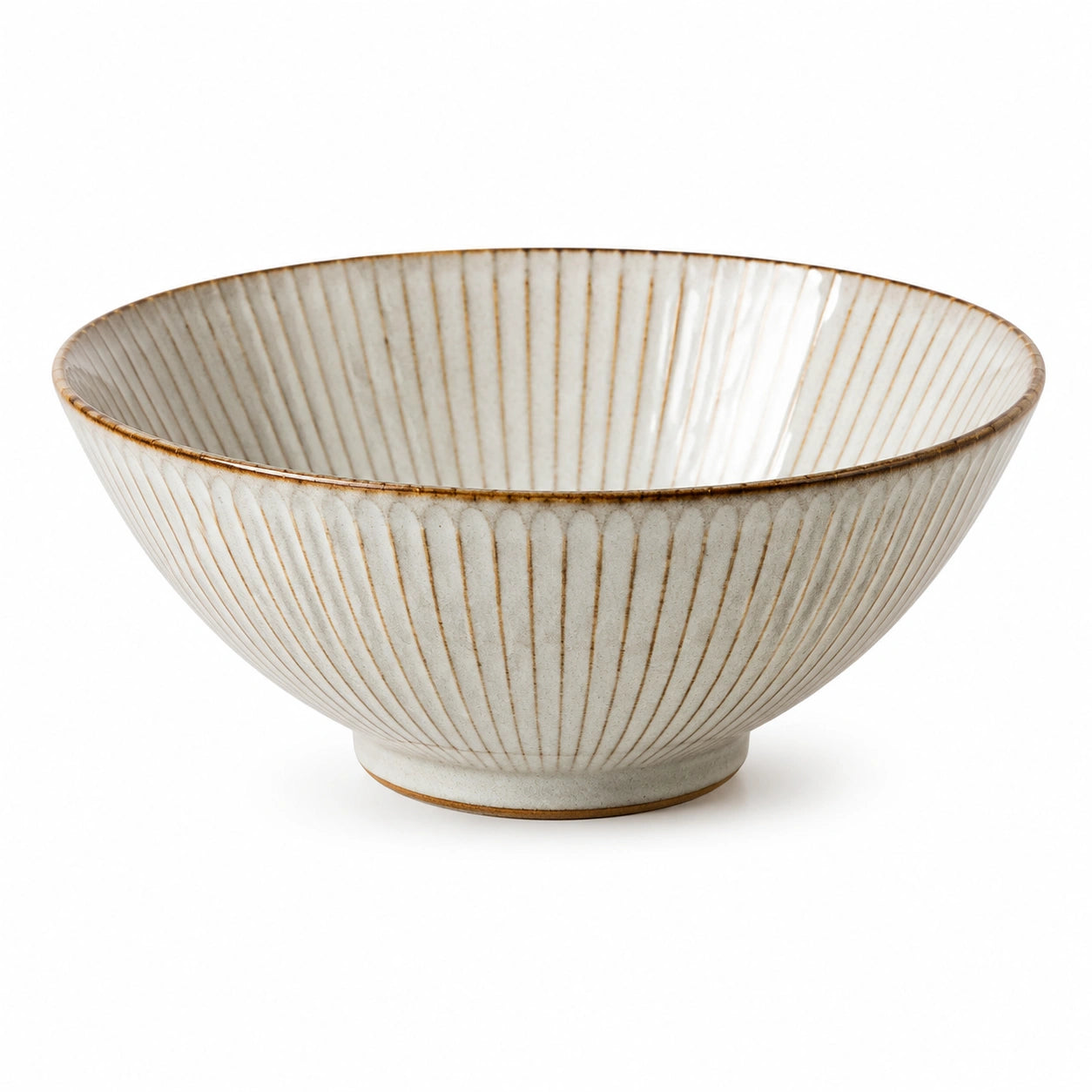 Ciotola in ceramica 18 cm bianco e marrone a righe per servire