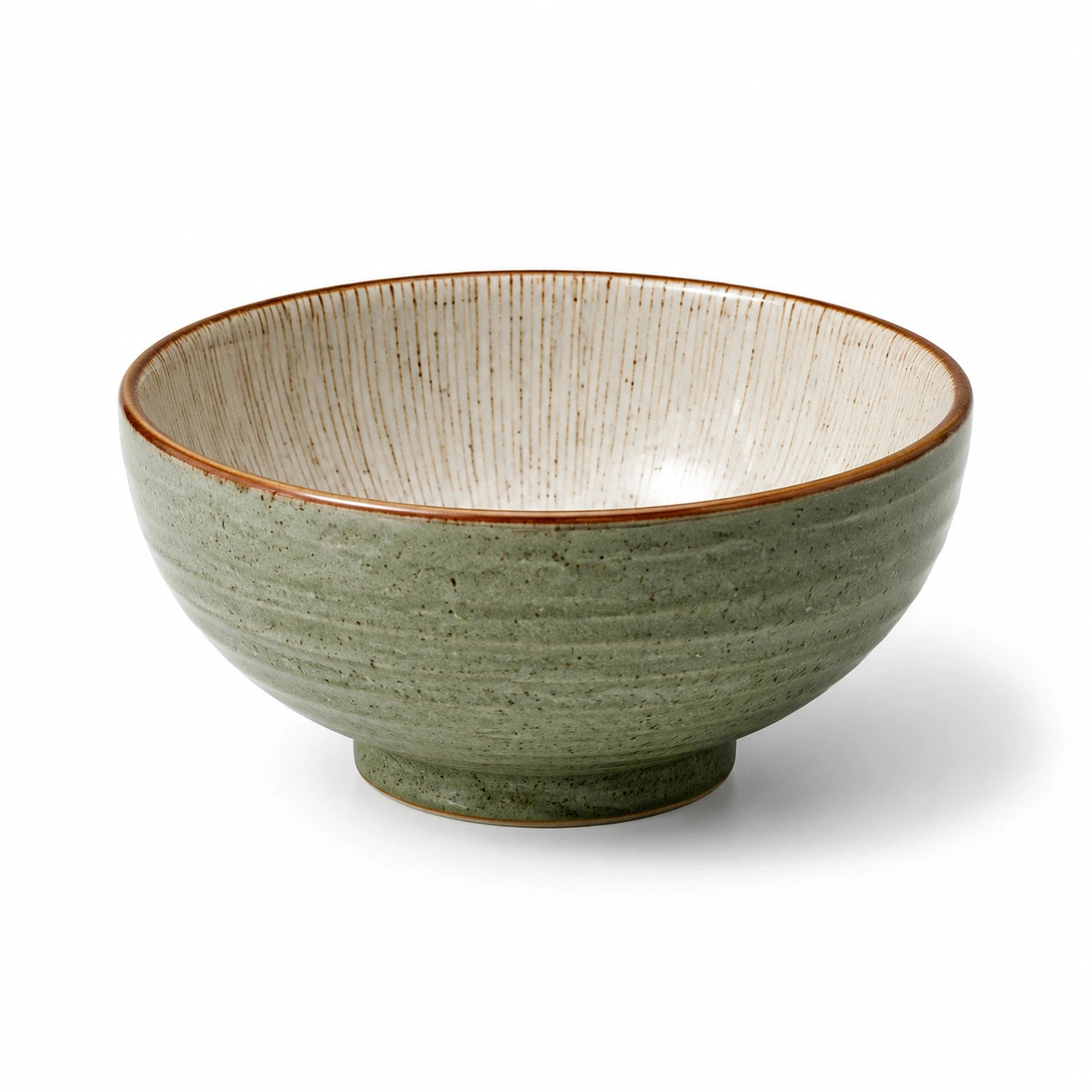 Ciotola 18 cm in ceramica verde e beige - per cereali stile rustico