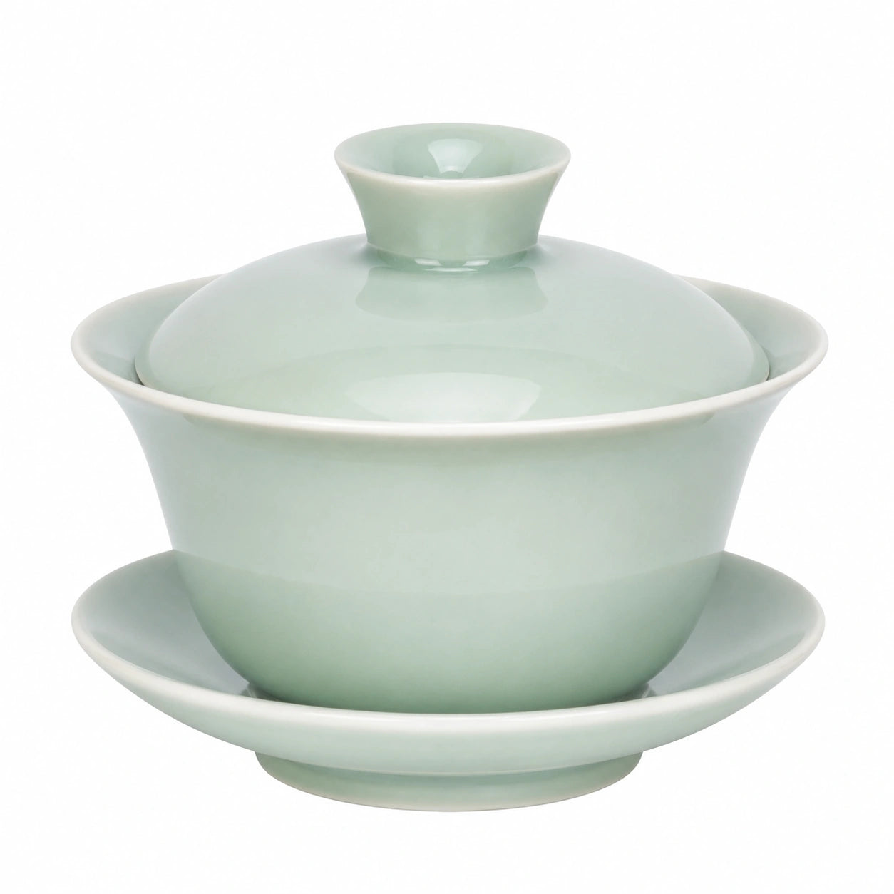Gaiwan in porcellana celadon 150 ml - Set da tè con coperchio e piattino