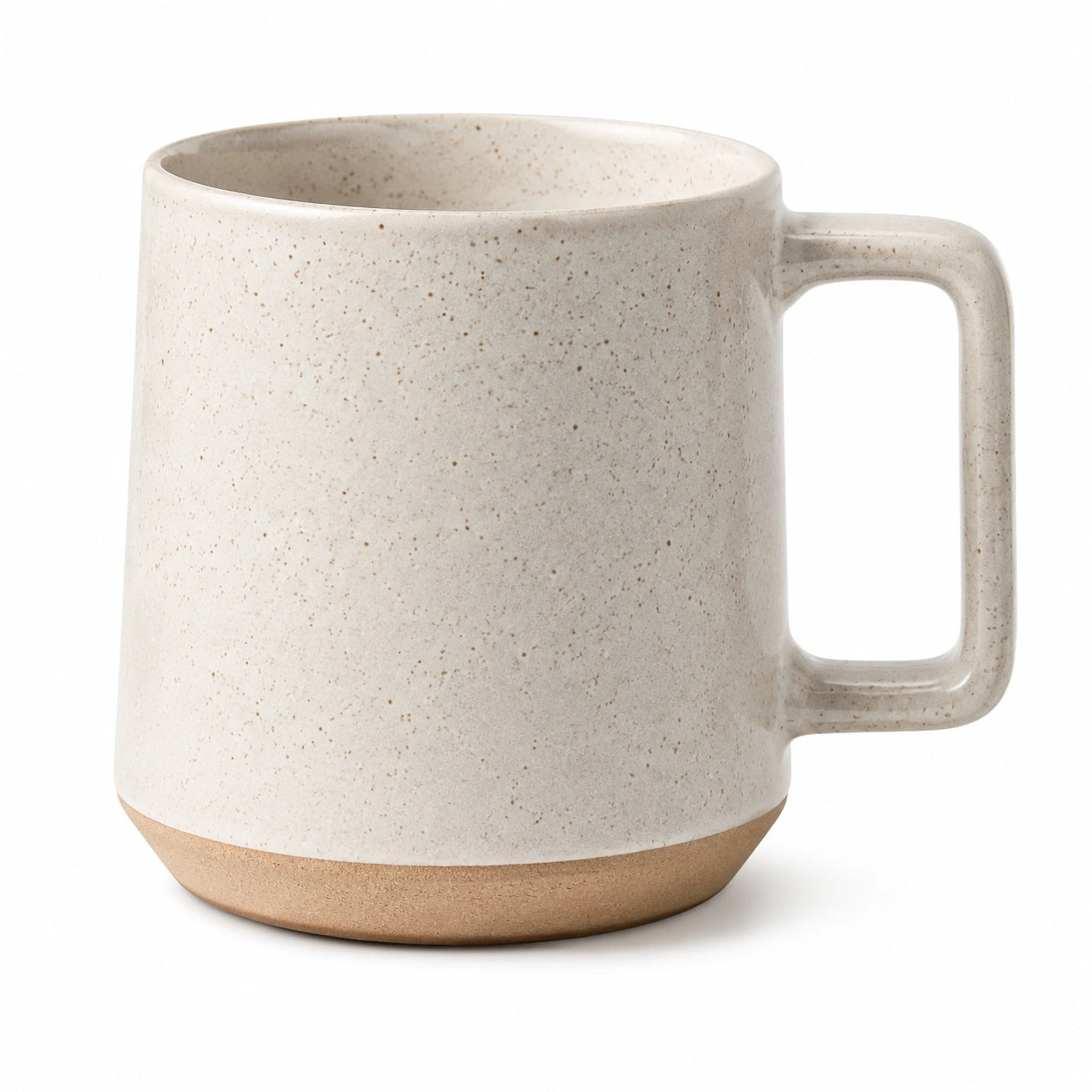 Tazza in ceramica 400 ml beige puntinata con manico per bevande calde e fredde