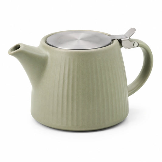 Teiera in ceramica verde salvia 800 ml con coperchio in acciaio inox