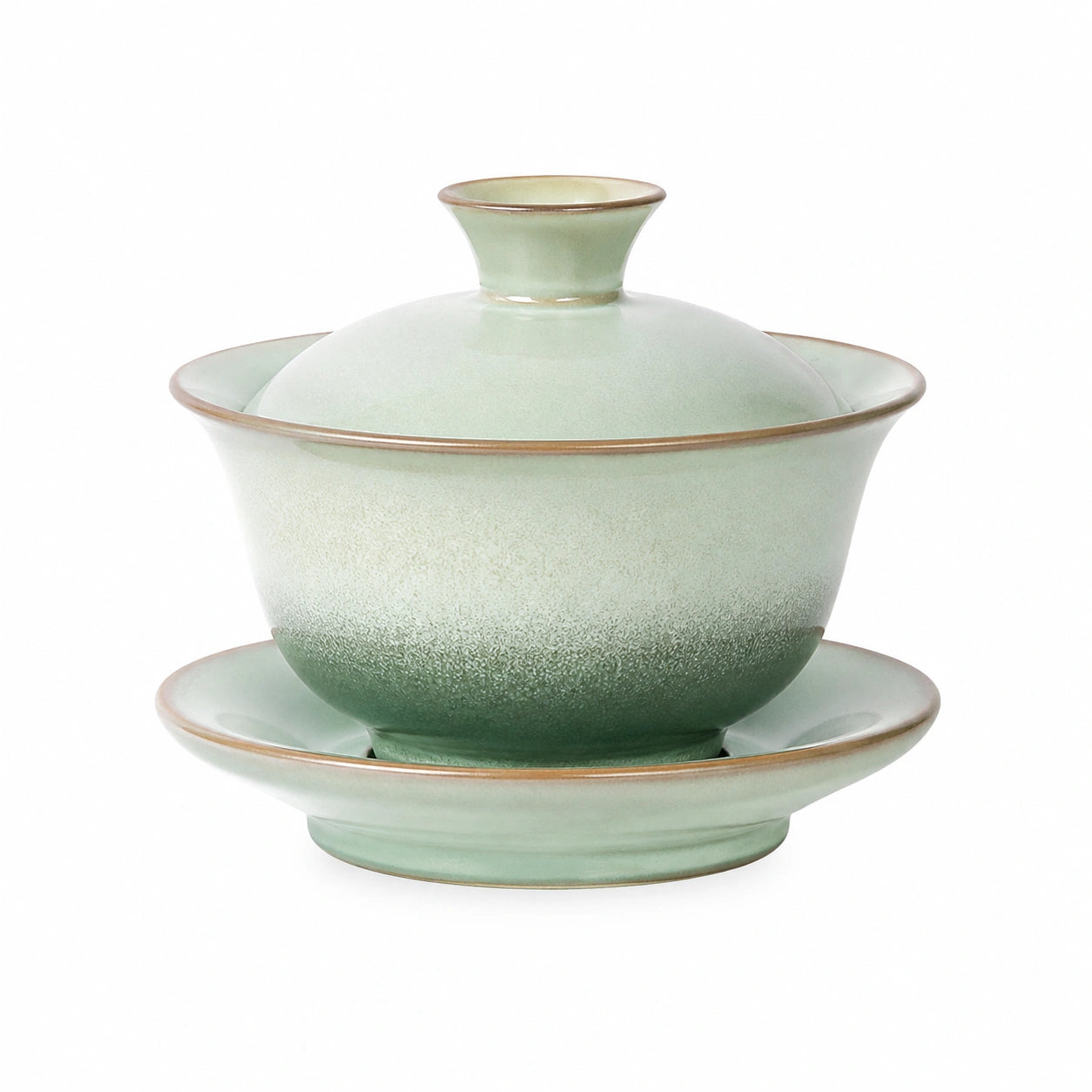 Gaiwan da tè in ceramica verde 120 ml con coperchio e piattino