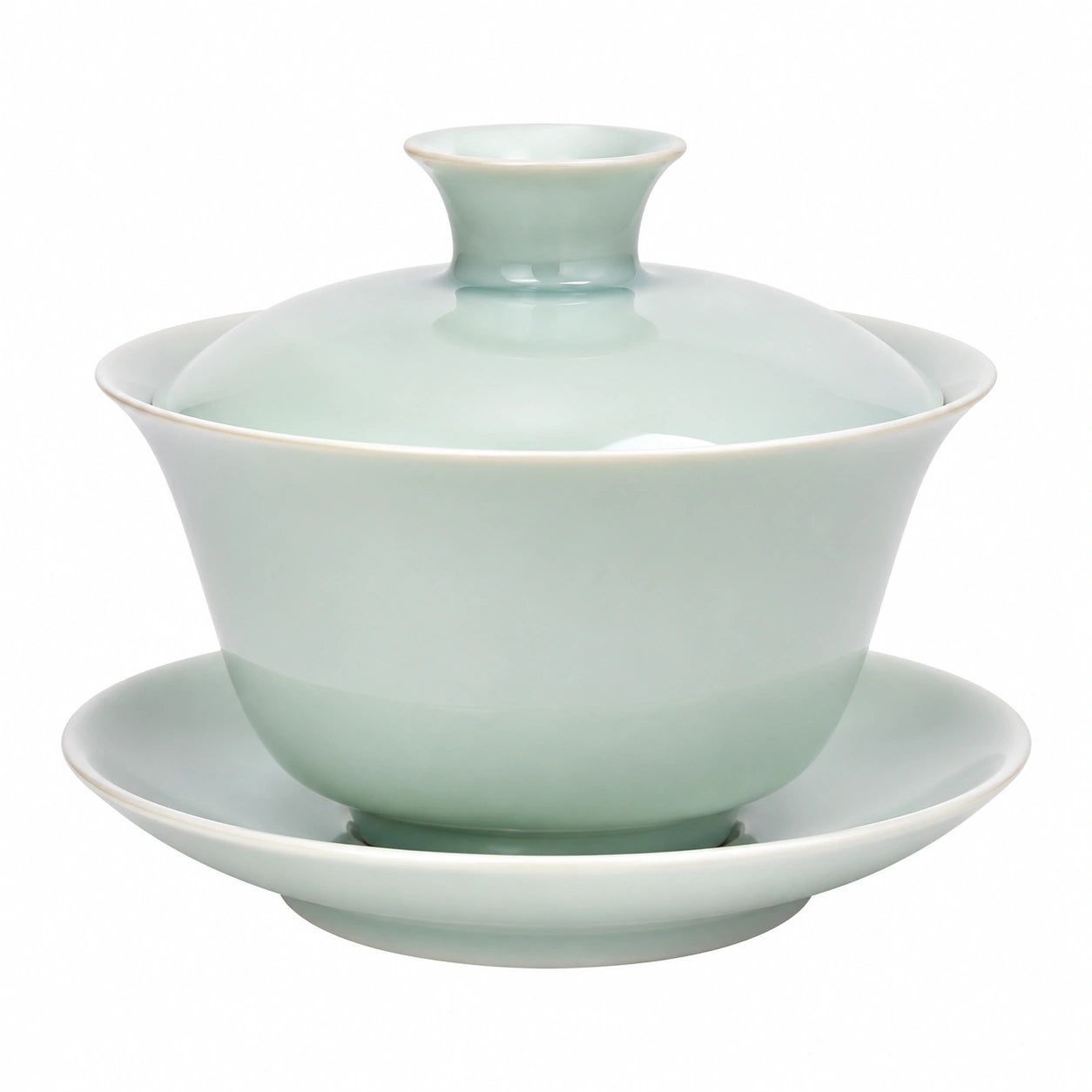 Gaiwan da tè in porcellana celadon 150 ml con coperchio e piattino