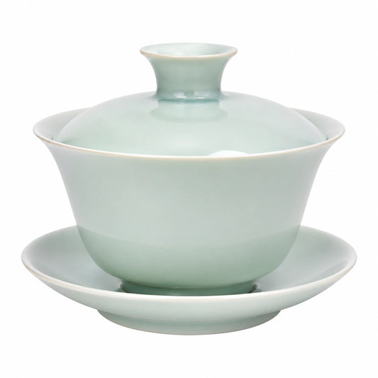 Gaiwan da tè in porcellana celadon 150 ml con coperchio e piattino
