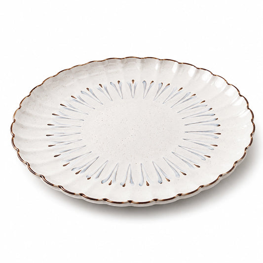 Piatto da portata rotondo 30 cm in ceramica bianco e azzurro stile floreale