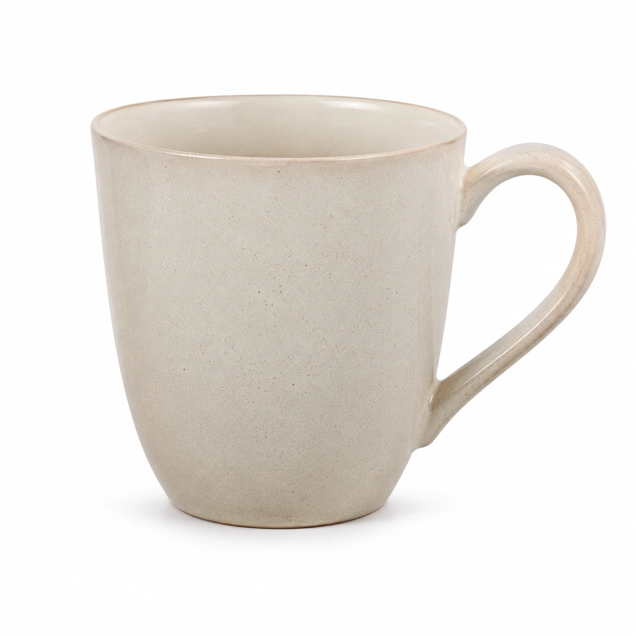 Tazza 350 ml in ceramica beige - manico ampio stile essenziale