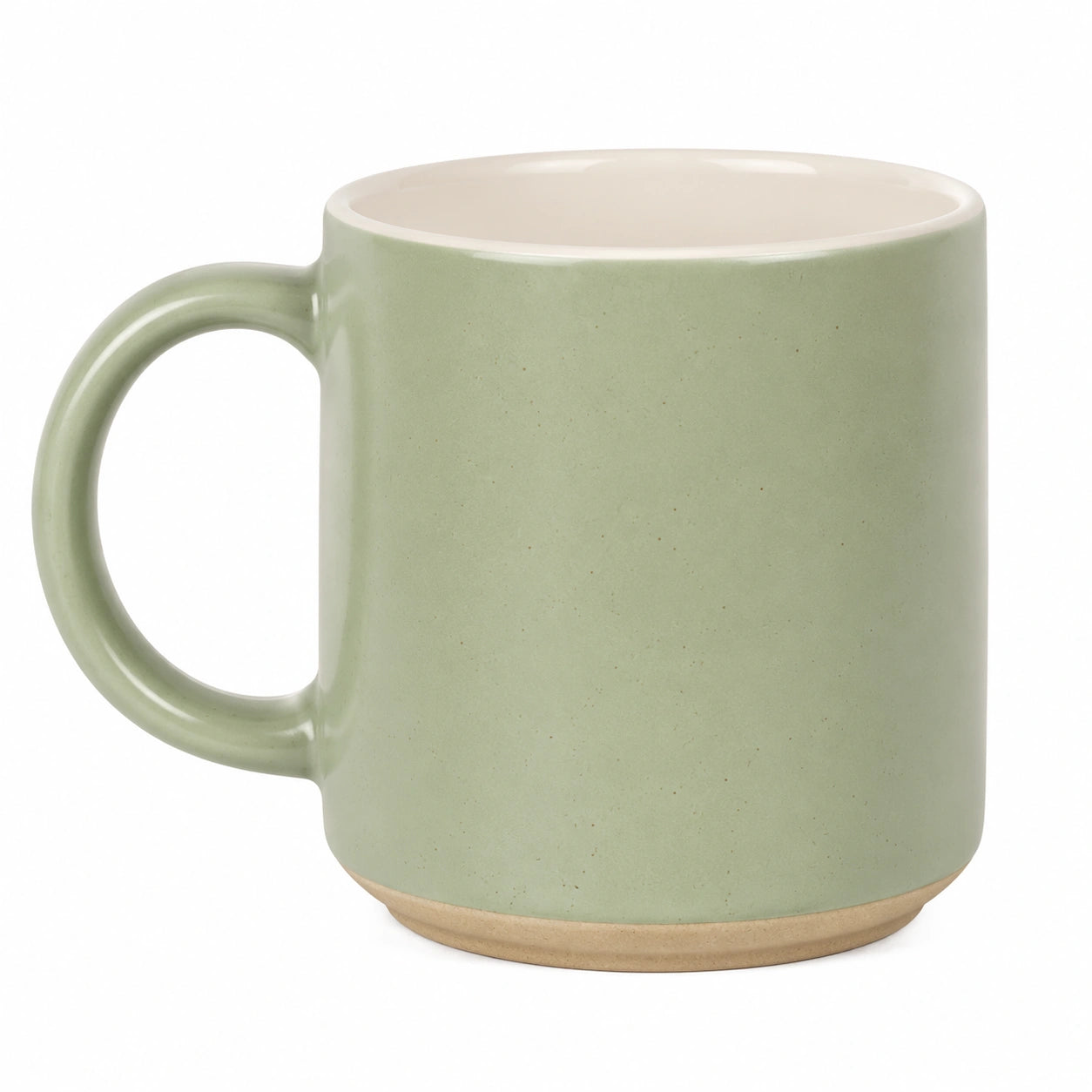 Tazza in ceramica 400 ml verde salvia - manico ampio per bevande calde