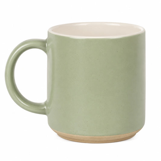 Tazza in ceramica 400 ml verde salvia - manico ampio per bevande calde