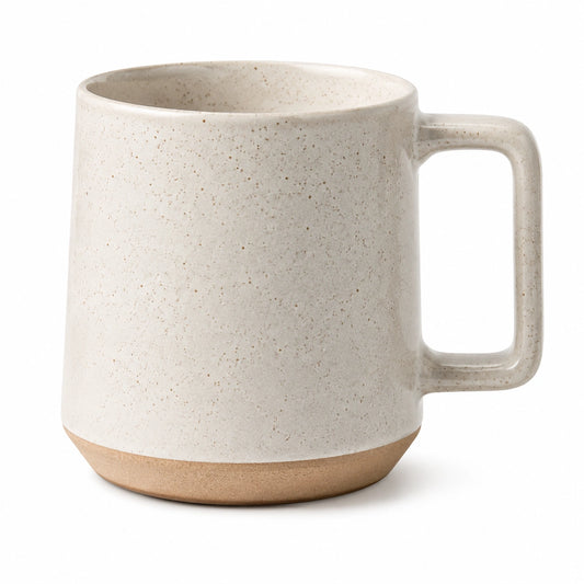 Tazza in ceramica 400 ml beige puntinata con manico per bevande calde e fredde
