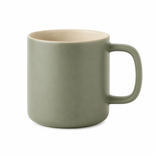 Tazza in ceramica 350 ml verde salvia con manico stile minimalista