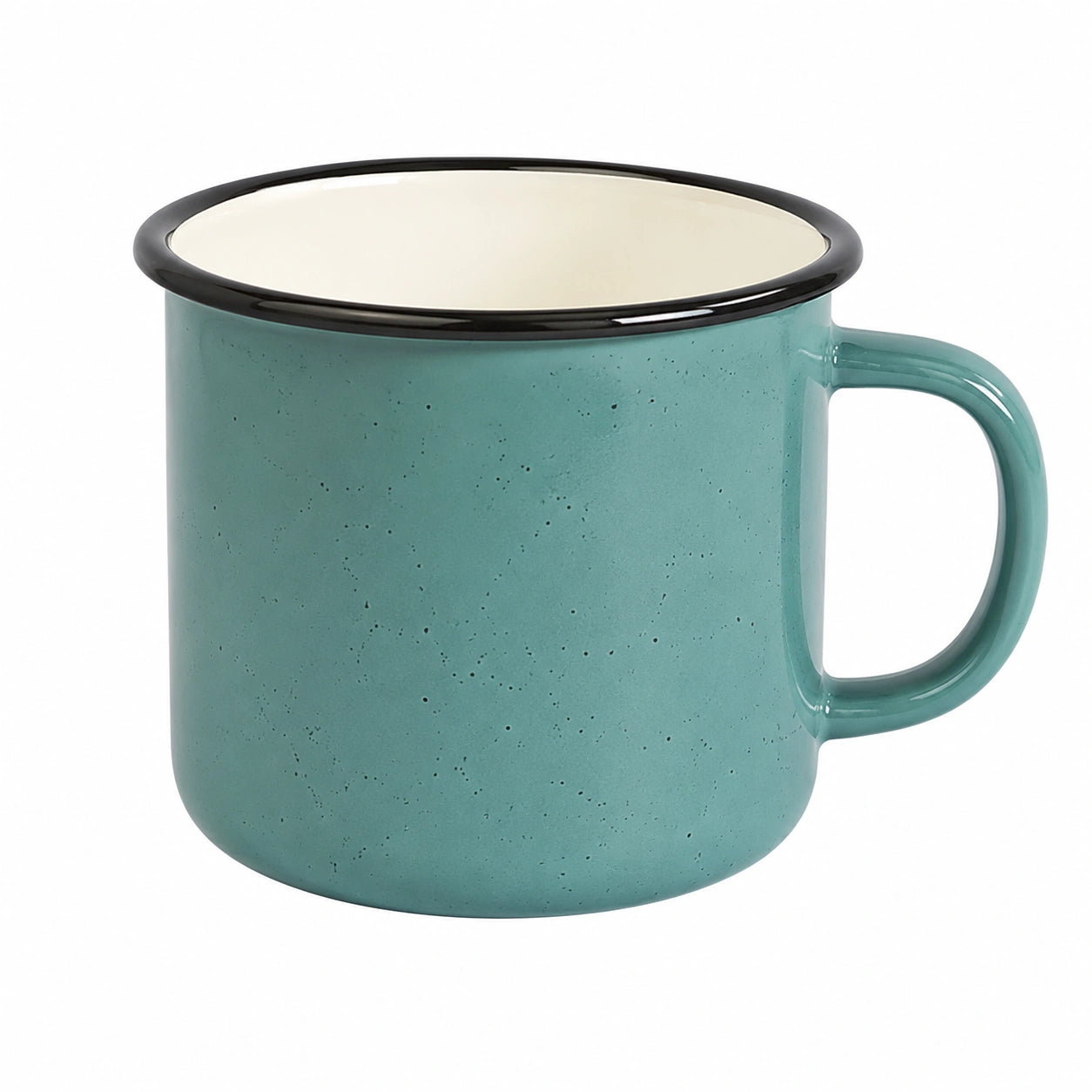 Tazza smaltata 400 ml in metallo verde turchese con manico per bevande calde e fredde